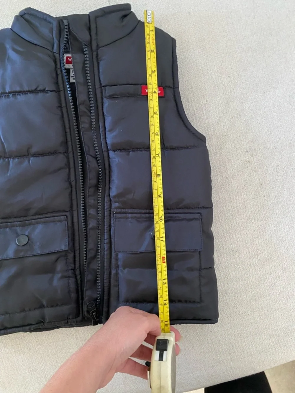 Wrangler Black Quilted Puffer Vest with Red Logo Patch
